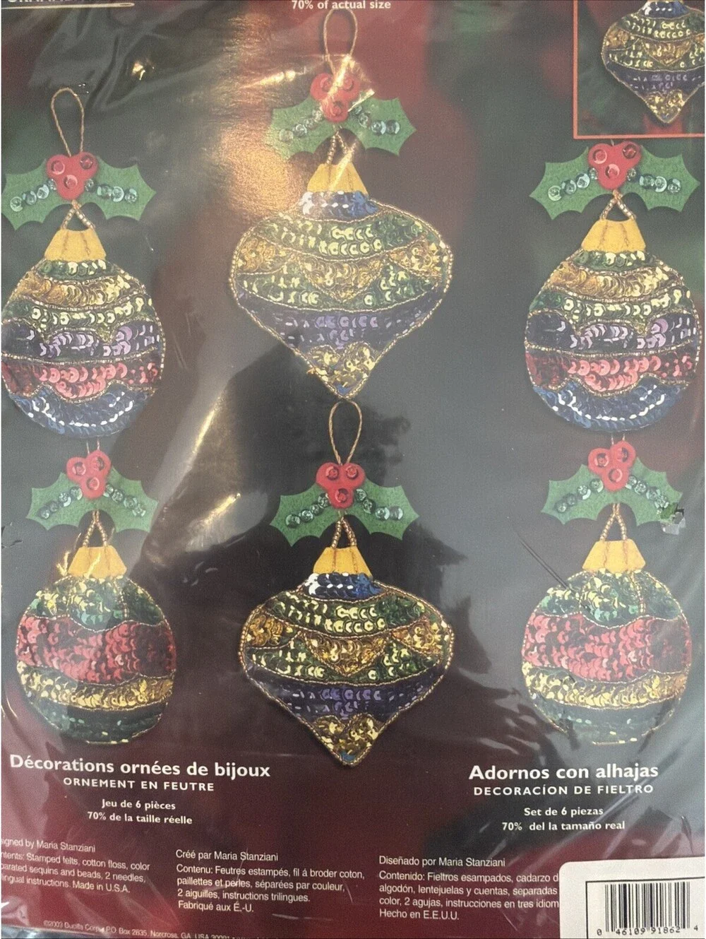 Rare DIY Bucilla Jeweled Ornament Kit 6 Ornaments New Sealed